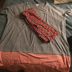 LulaRoe TC Valentines leggings and Irma